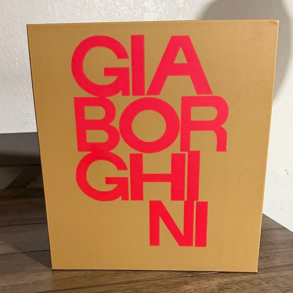 GIA BORGHINI Designer Shoe Box – Gold with Red Logo – Storage Gift Display Packa